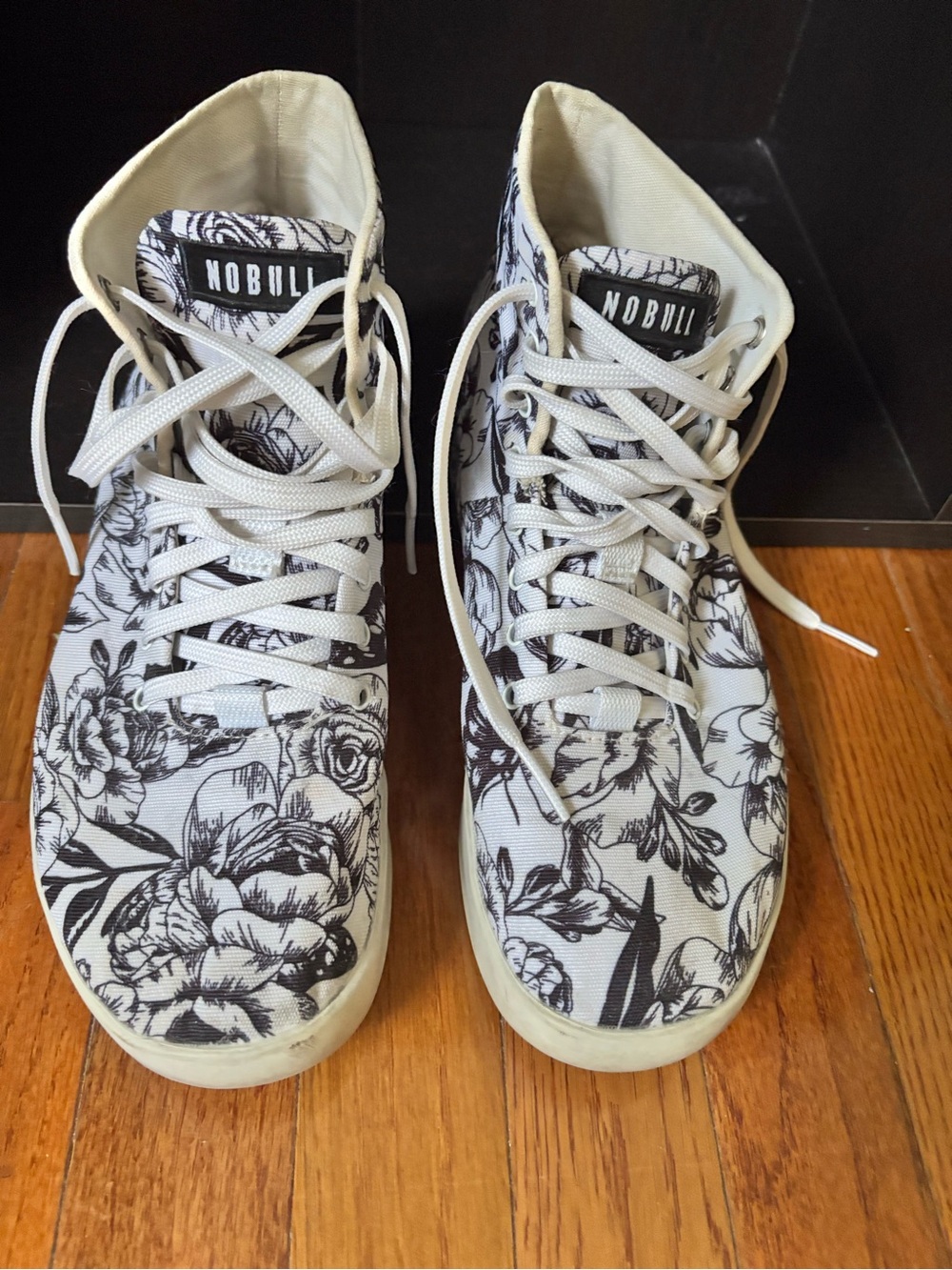 NOBULL men White and Black Floral High-Top Sneakers